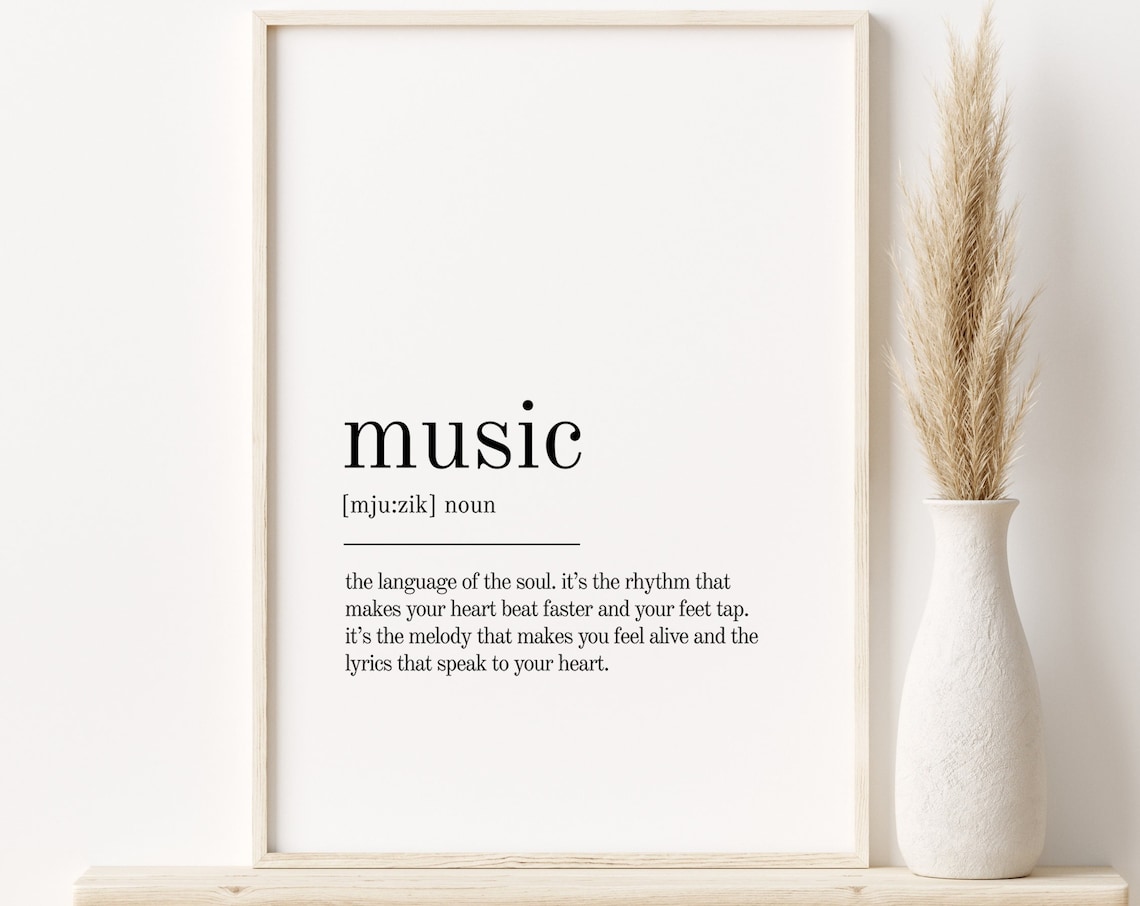 Music Dictionary Definition Minimalist Typography Melody Poster