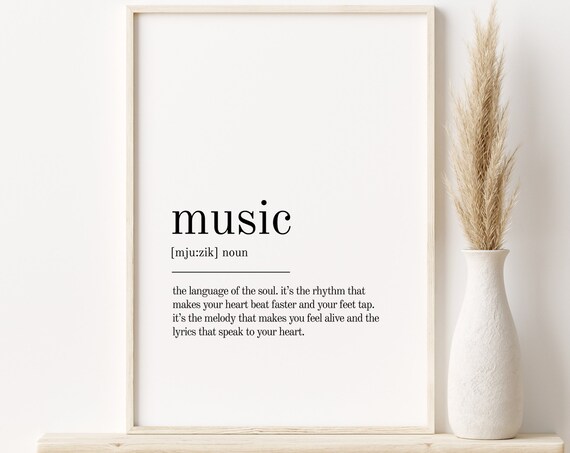 Music Dictionary Definition Minimalist Typography Melody Poster