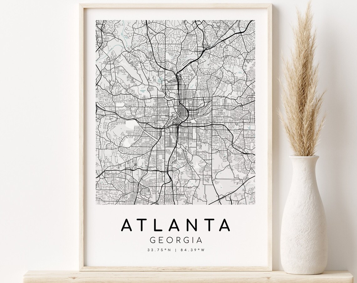 Atlanta City Map Georgia Personalized Art Print