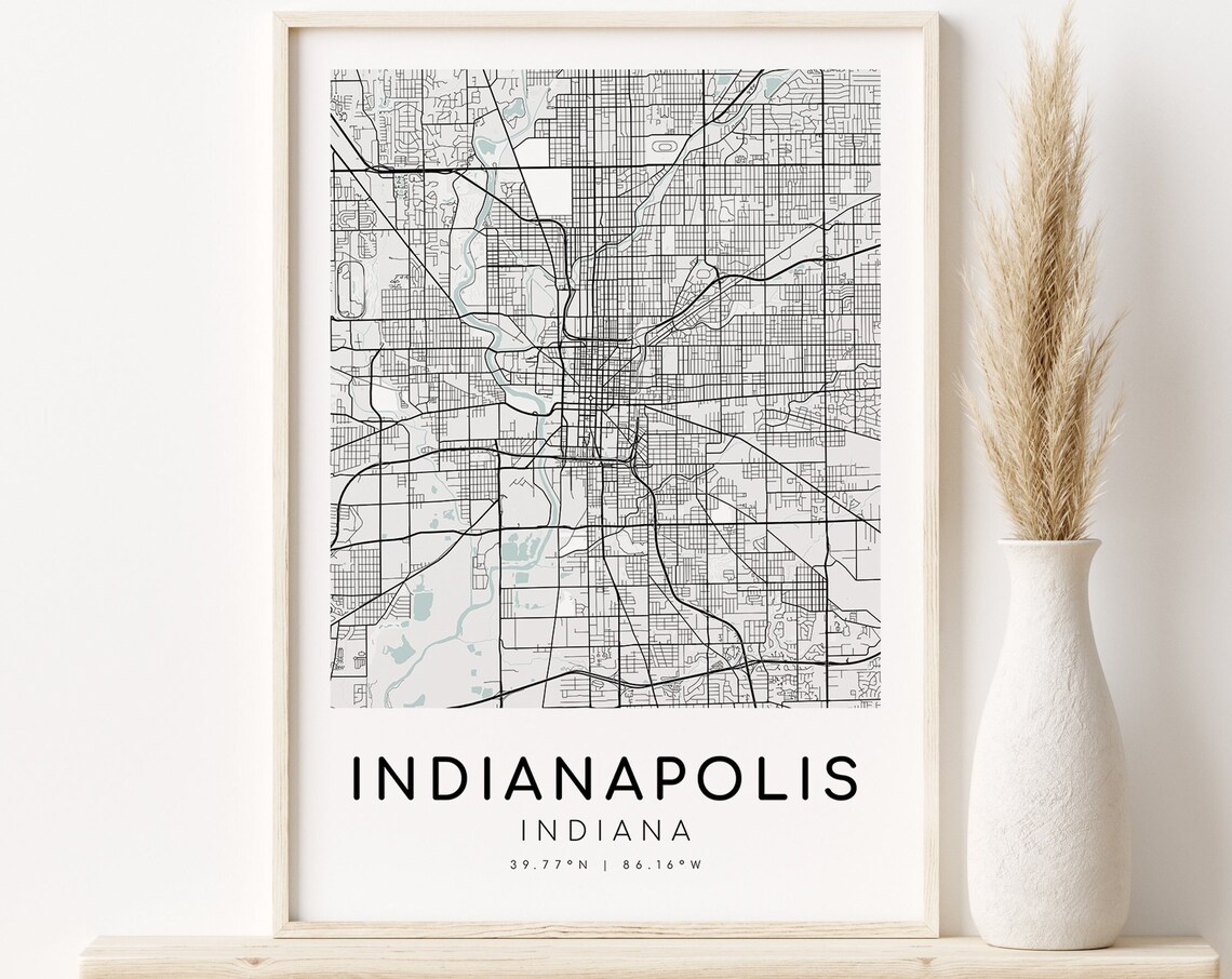 Indianapolis Indiana USA City Street Map Minimalist Art Poster