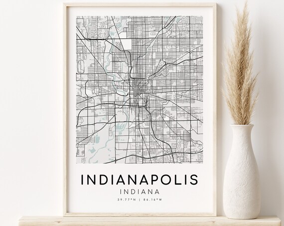Indianapolis Indiana USA City Street Map Minimalist Art Poster