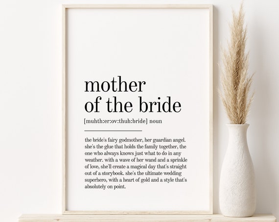 Mother Of The Bride Definition Print Book Quote Print Office Definition Print Gifts For Her Dictionary Art Print Print Definition