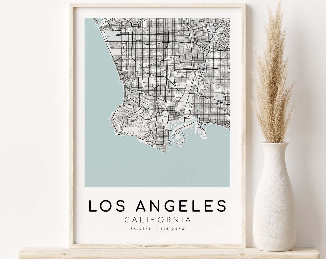 Los Angeles City Map Art Print, Custom Locations