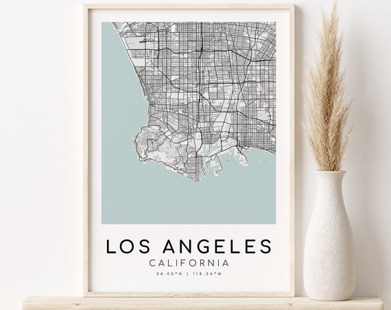 Los Angeles City Map Art Print, Custom Locations