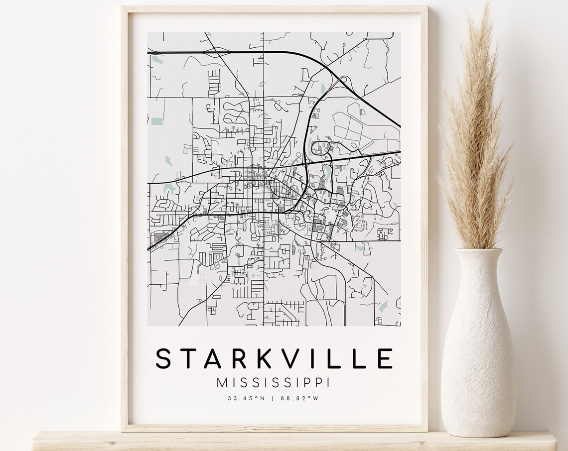 Starkville Mississippi Map Print, Minimalist Travel Poster