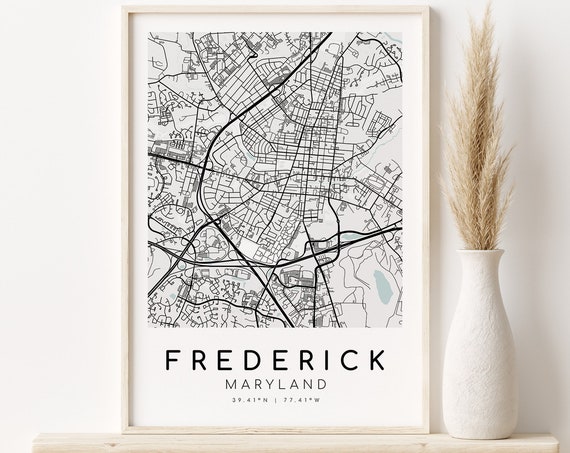 Frederick Maryland Map Print, City Poster Art Print