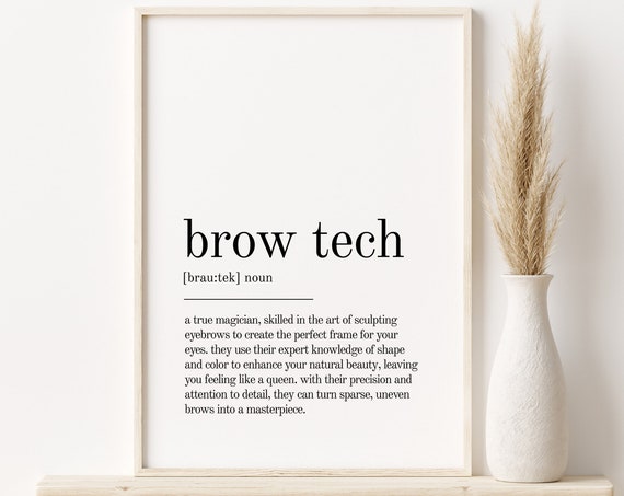 Brow Tech Definition Print Wall Art Prints Quote Print Minimalist Brow Tech Print Personalized Gift Art