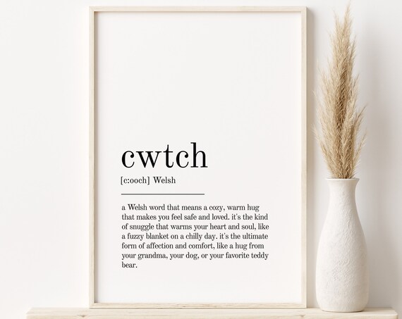 Cwtch Dictionary Definition Minimalist Typography Gift Poster