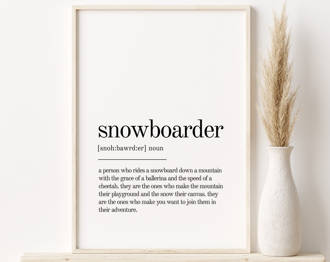 Snowboarder Definition Print, Minimalist Modern Art Print