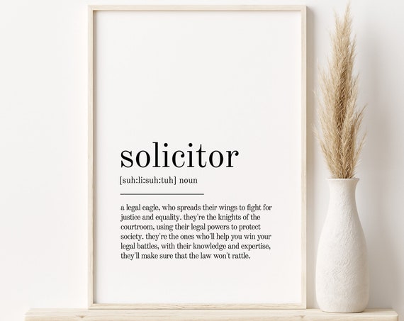 Solicitor Definition Print Gifts For Him Solicitor Personalized Gift Solicitor Art Prints Last Minute Gift Solicitor Instant