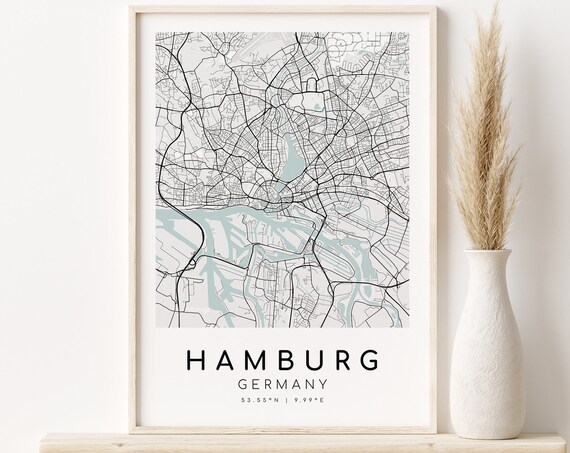 Hamburg City Map Germany Travel Poster