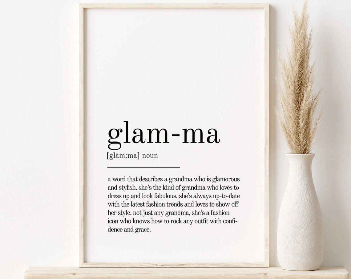Glam Ma Definition Glamorous Grandma Typography Decor Poster