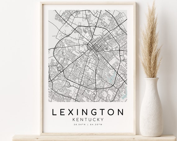 Lexington Kentucky City Map, Custom Travel Poster
