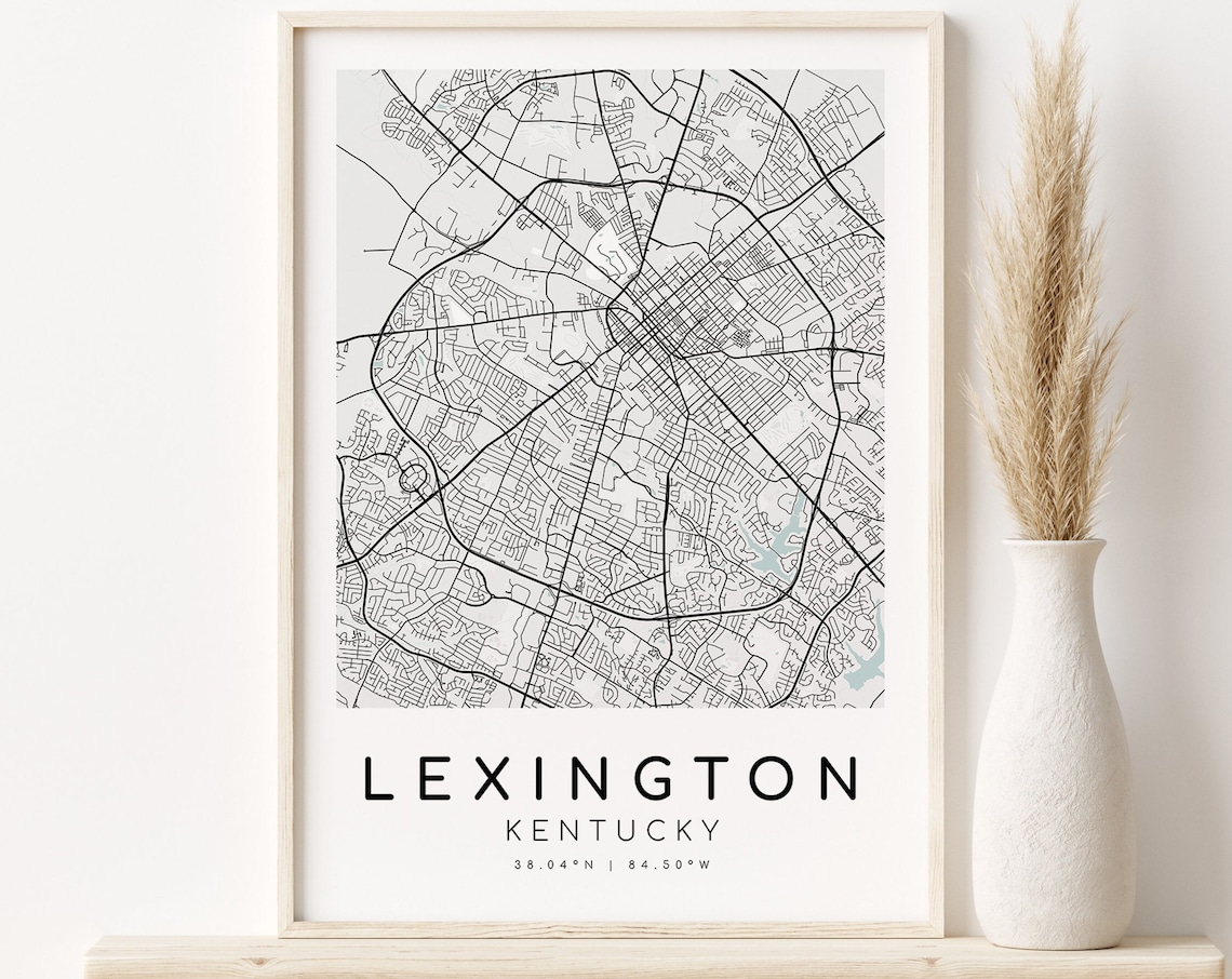 Lexington Kentucky City Map, Custom Travel Poster