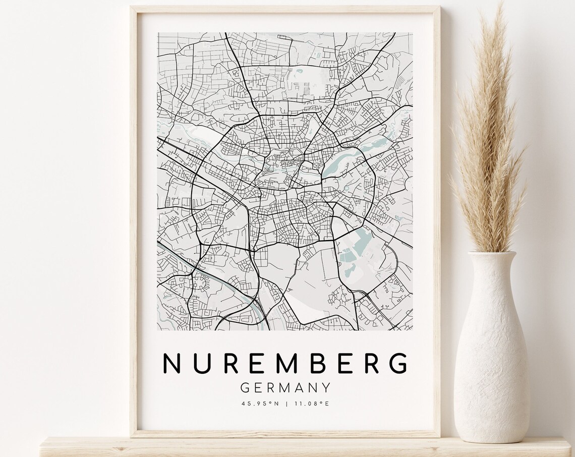 Nuremberg Germany Map Print, Minimalist Travel Poster