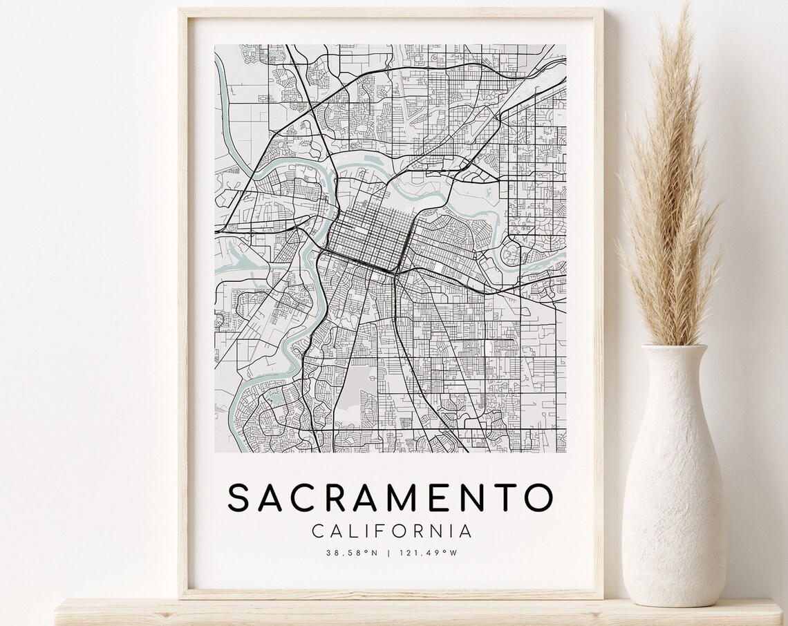 Sacramento City Map, Personalized Engagement Gift Print