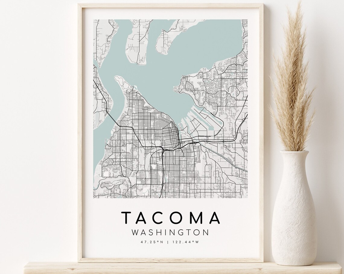 Personalized Tacoma Washington Minimalist City Street Map Poster