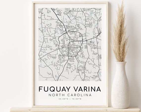 Fuquay Varina North Carolina Minimalist Street Map Gift Poster