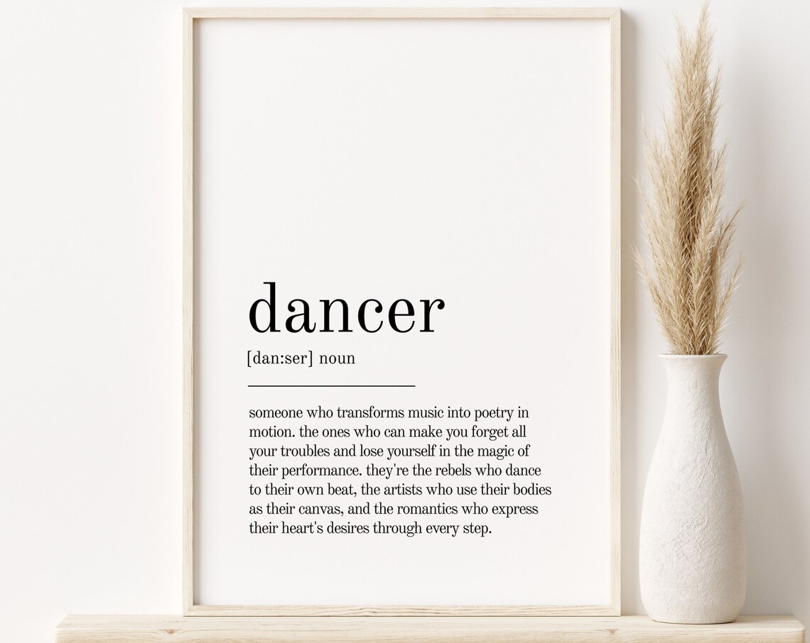 Dancer Definition Quote Print, Minimalist Art Print