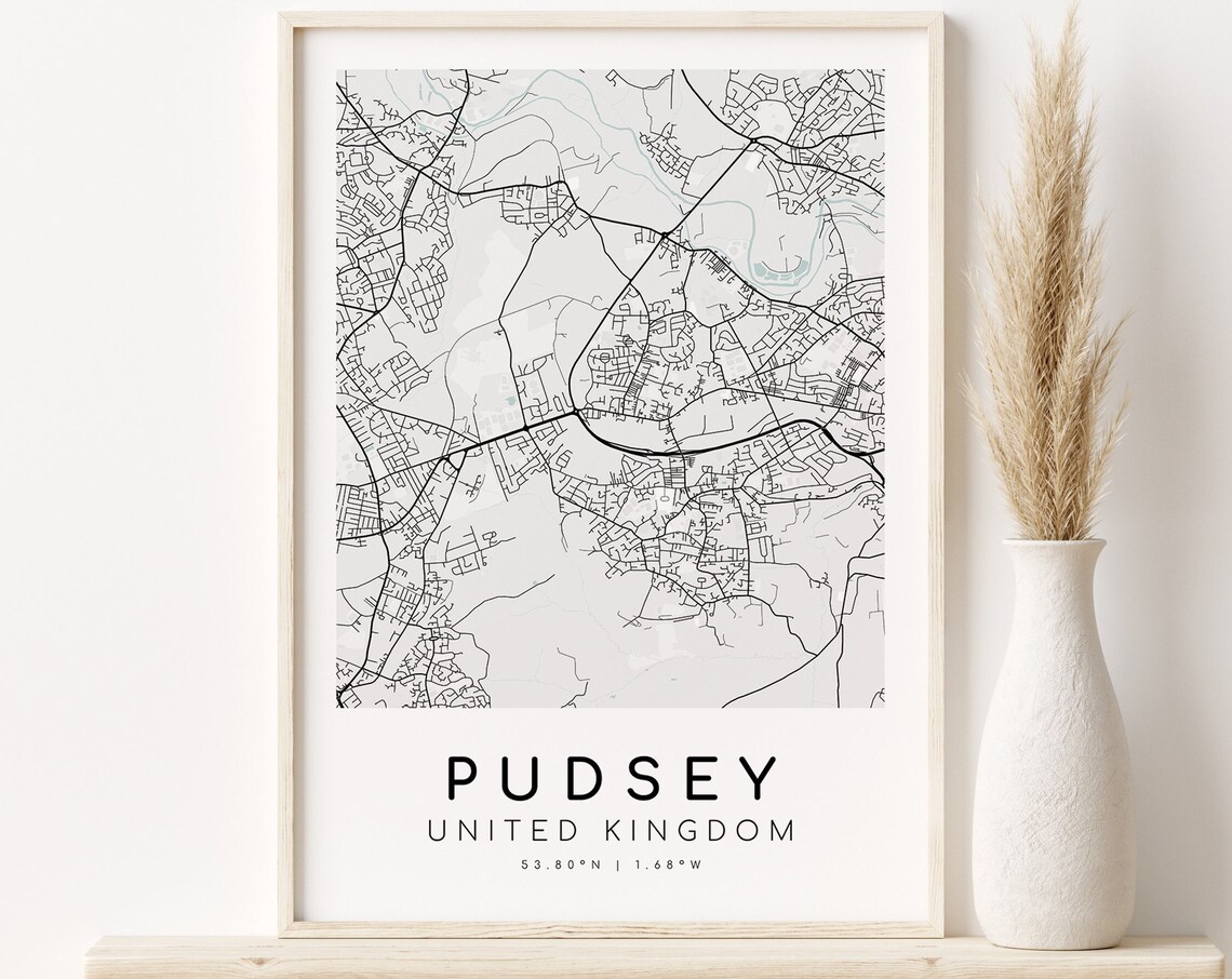Pudsey City Map Minimalist Art Travel Poster