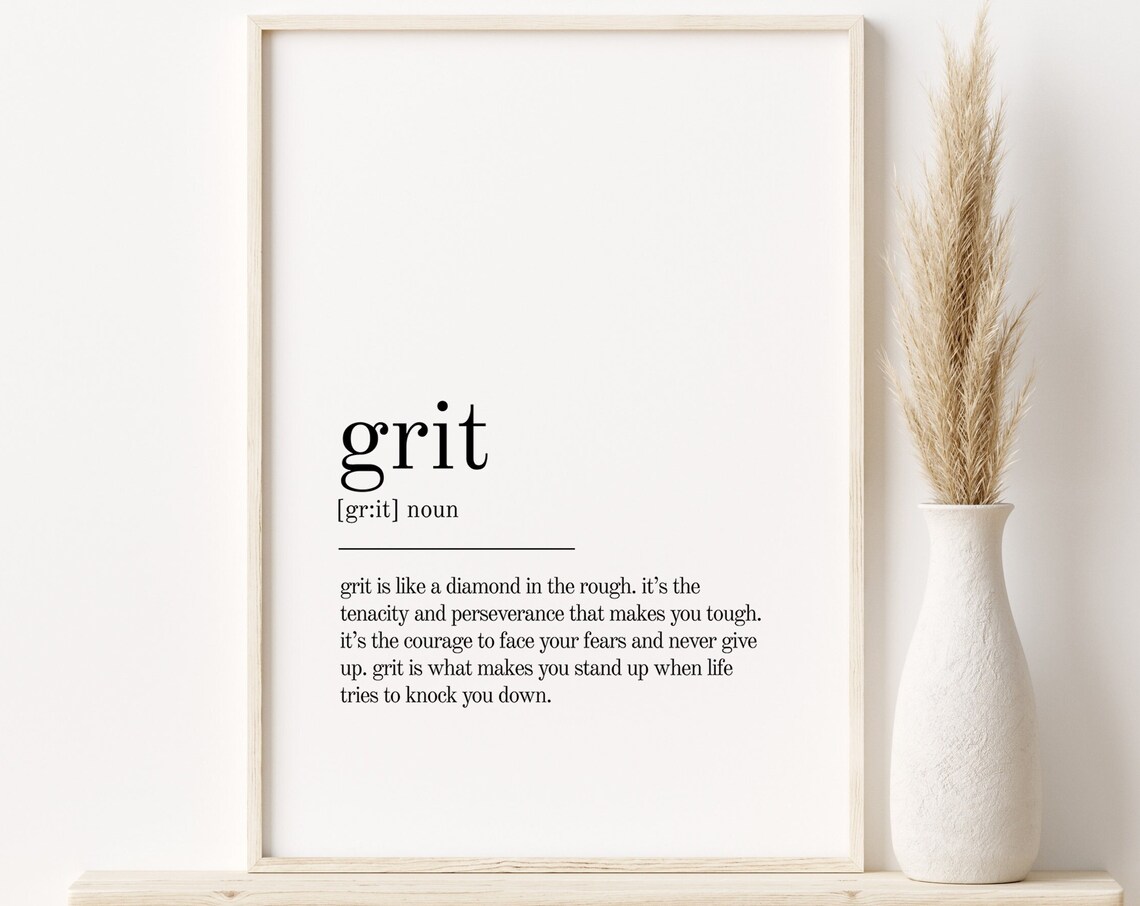 Grit Definition Quote Print, Office Dictionary Art