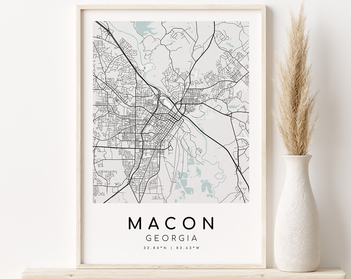 Macon Georgia USA Map Print, Minimalist Travel Poster