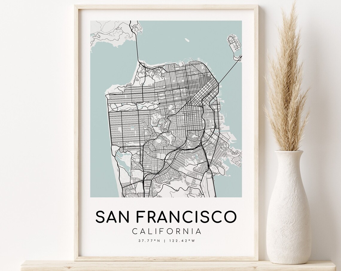 San Francisco Map Print, Minimalist City Poster