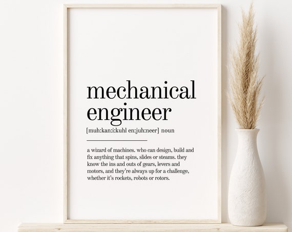 Mechanical Engineer Definition Print Gifts For Him Personalized Gift Mechanical Engineer Art Prints Last Minute Gift Instant