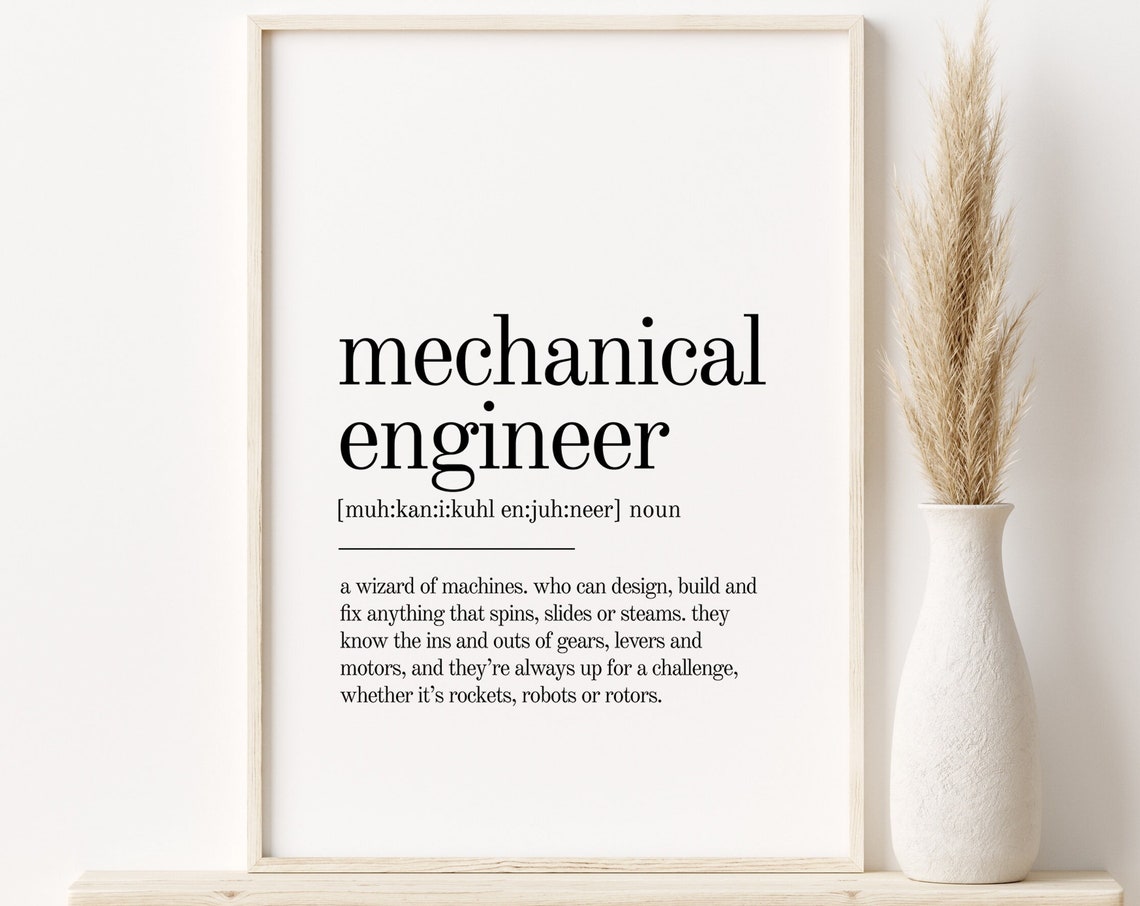Mechanical Engineer Definition Print Gifts For Him Personalized Gift Mechanical Engineer Art Prints Last Minute Gift Instant