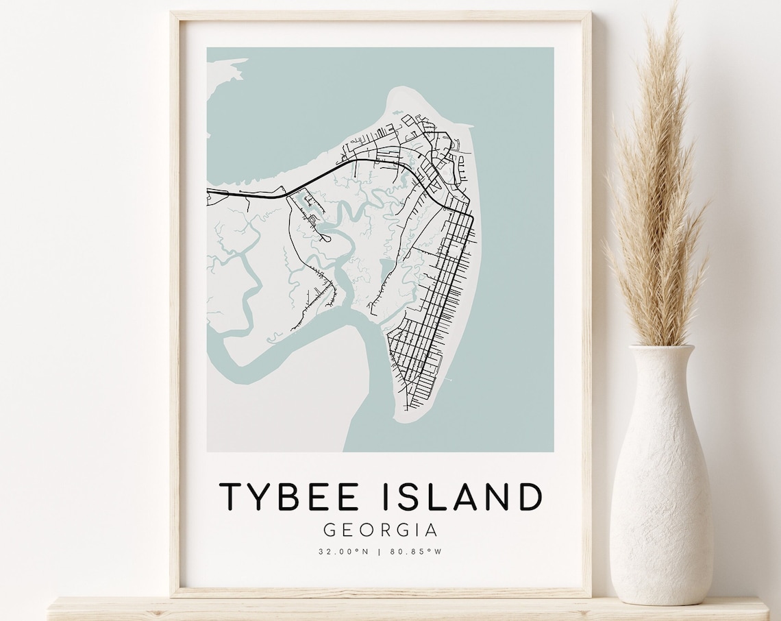 Tybee Island Georgia City Map Minimalist Travel Poster
