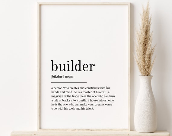 Builder Definition Minimalist Poster, Home Decor