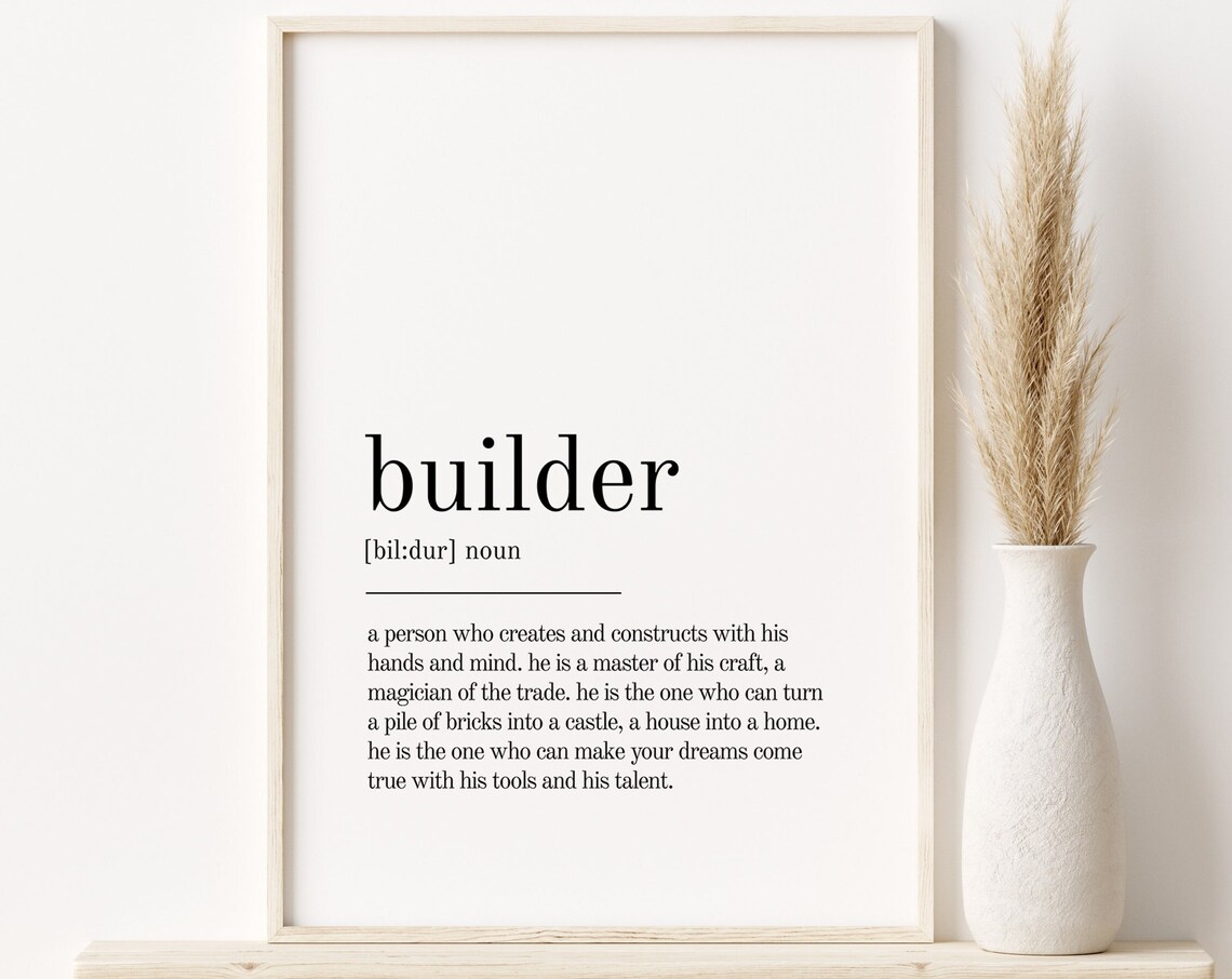 Builder Definition Minimalist Poster, Home Decor