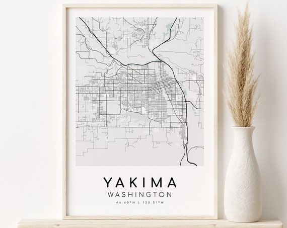 Yakima City Map, Washington Travel Poster
