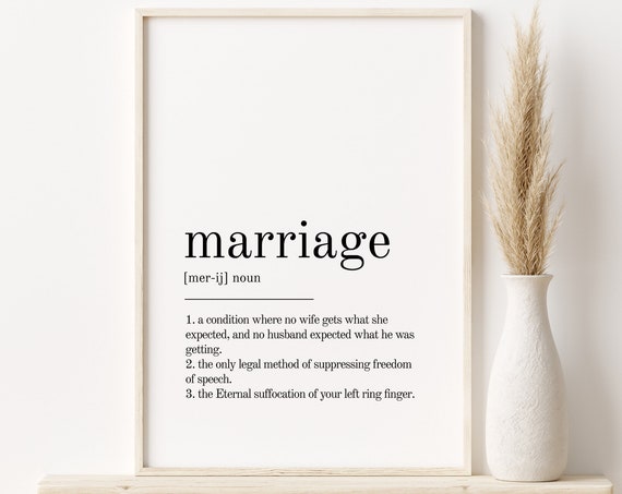 Marriage Definition Minimalist Quote Art Print