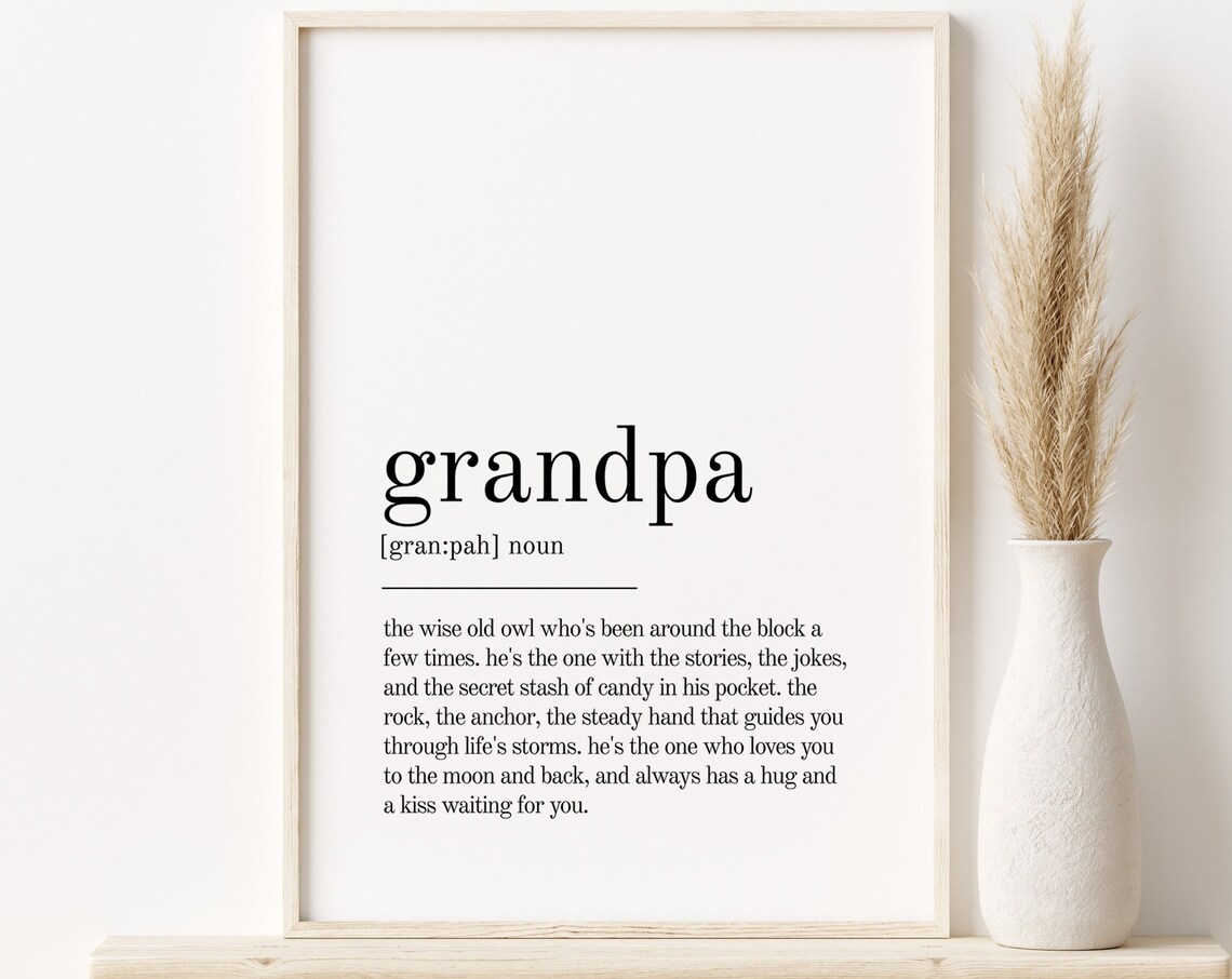 Grandpa Definition Minimalist Poster, Home Decor