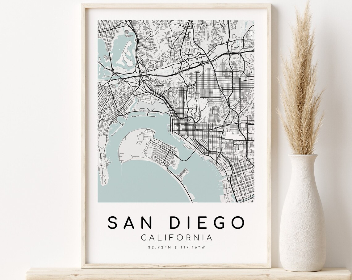 San Diego City Map Personalized Art Print