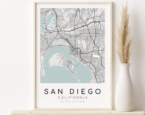 San Diego City Map Personalized Art Print