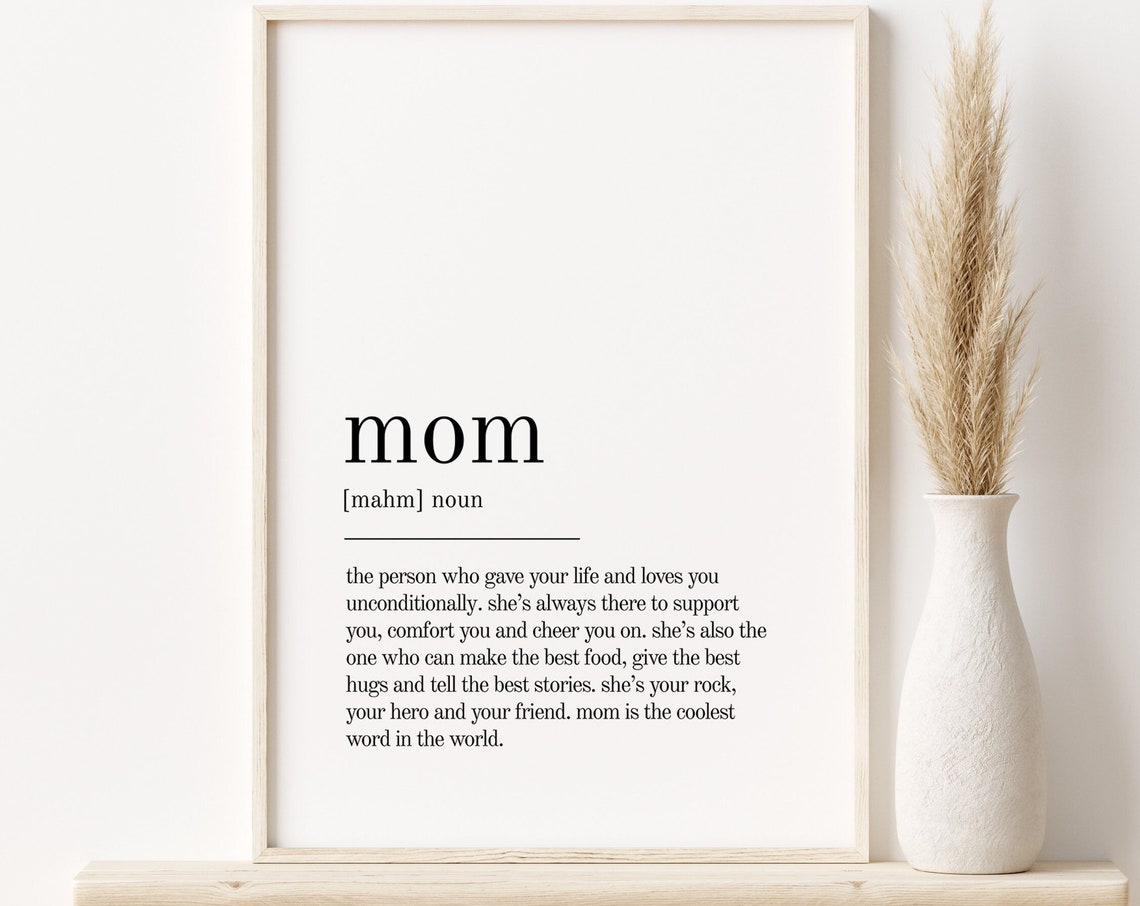 Mom Definition Art Print, Minimalist Modern Wall Decor