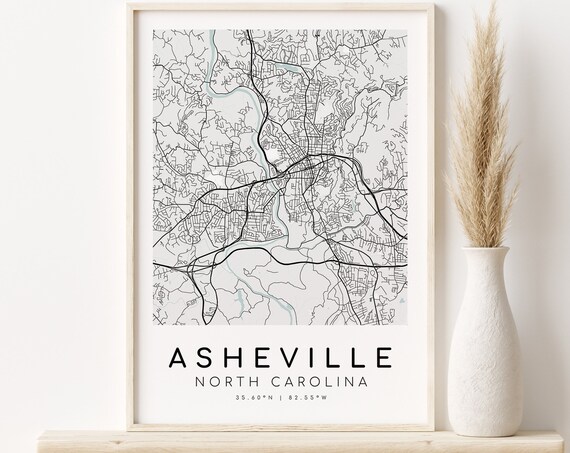 Asheville City Map North Carolina Minimalist Art Print