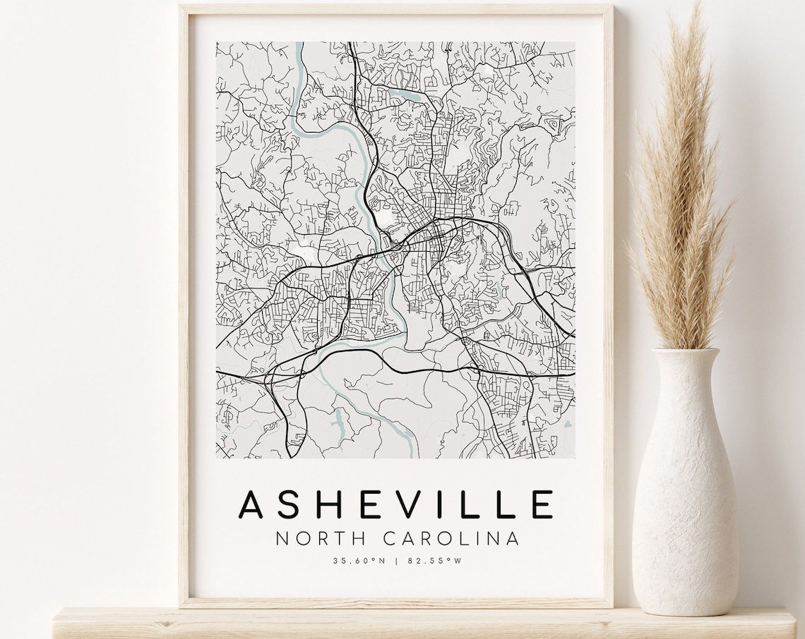Asheville City Map North Carolina Minimalist Art Print
