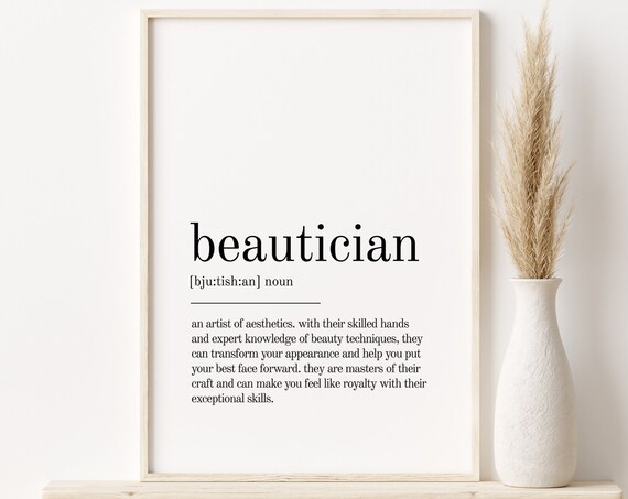 Beautician Definition Typography Salon Appreciation Gift Poster