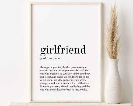 Girlfriend Definition Print Wall Prints Girlfriend Quote Print Minimalist Personalized Gift Girlfriend Art