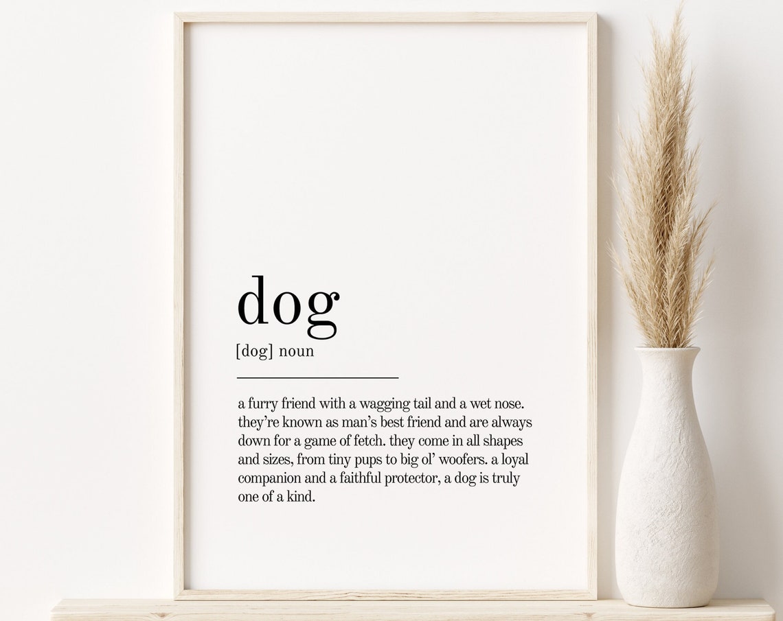 Dog Dictionary Definition Typography Minimalist Art Gift Poster