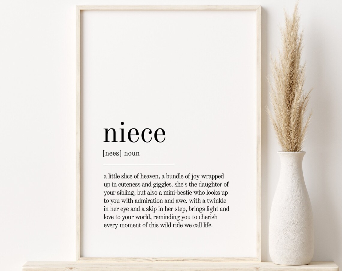 Niece Definition Print, Minimalist Wall Art Poster