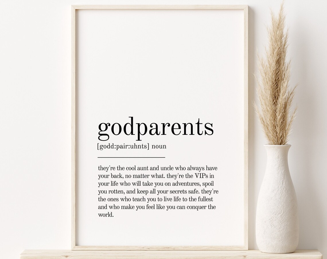 Godparents Definition Print, Minimalist Home Decor