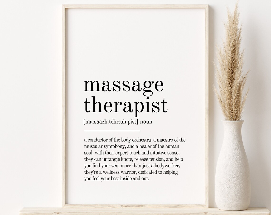 Massage Therapist Definition Print, Minimalist Quote Art