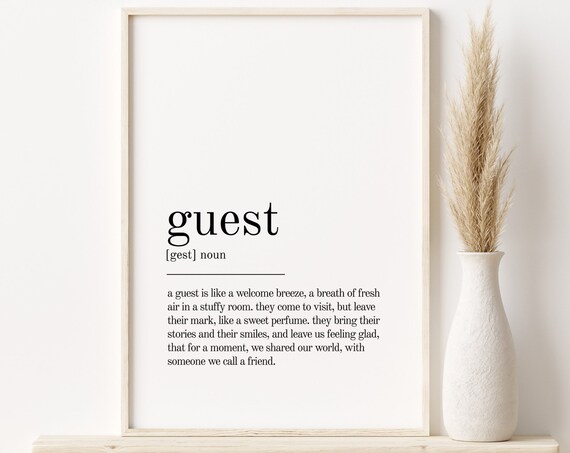 Guest Dictionary Definition Welcoming Typography Entryway Poster