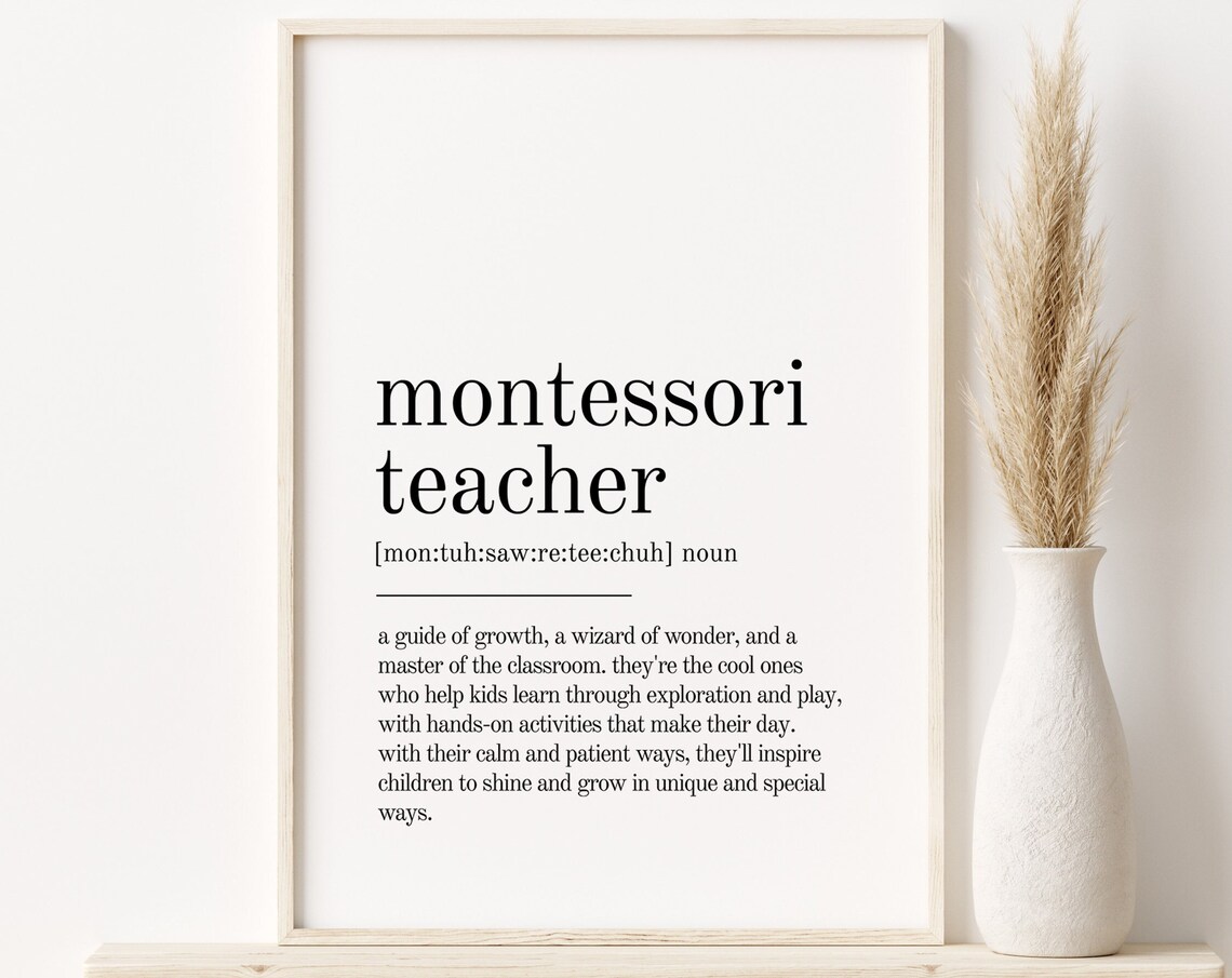Montessori Teacher Definition Minimalist Quote Print