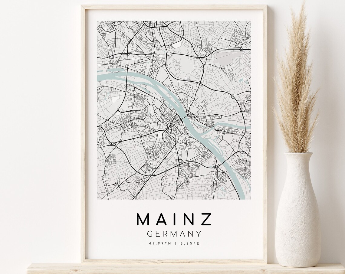 Mainz City Map Germany Poster Print, Custom