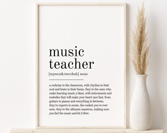Music Teacher Definition Typography Classroom Appreciation Poster